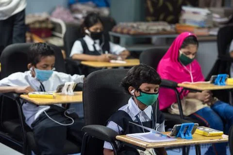 Coronavirus India lockdown  - E learning Stock Photos