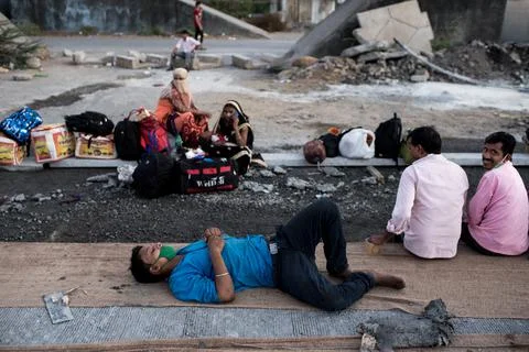 Coronavirus India lockdown - Migrant workers Foto stock