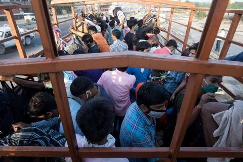 Coronavirus India lockdown - Migrant workers 库存照片