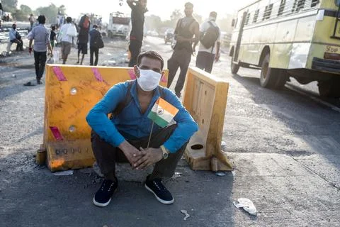 Coronavirus India lockdown - Migrant workers 库存照片