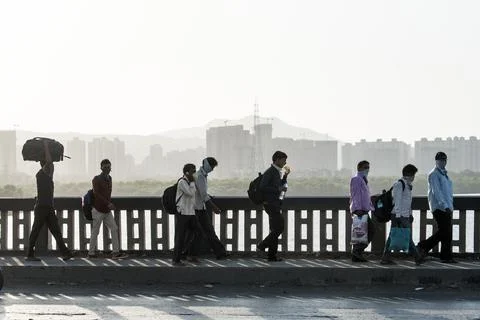 Coronavirus India lockdown - Migrant workers 库存照片