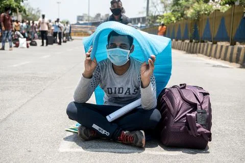 Coronavirus India lockdown - Migrant workers 库存照片