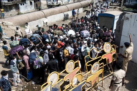 Coronavirus India lockdown - Migrant workers 库存照片