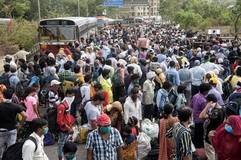 Coronavirus India lockdown - Migrant workers Stock Photos