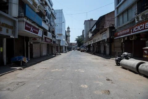 Coronavirus India lockdown - Zaveri bazaar Fotos de archivo