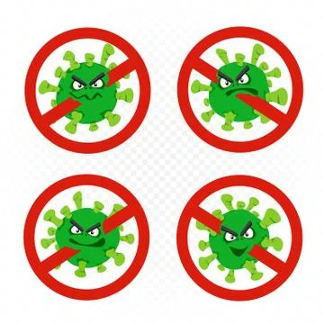 Coronavirus infected no entry allowed set on white Stock Illustration