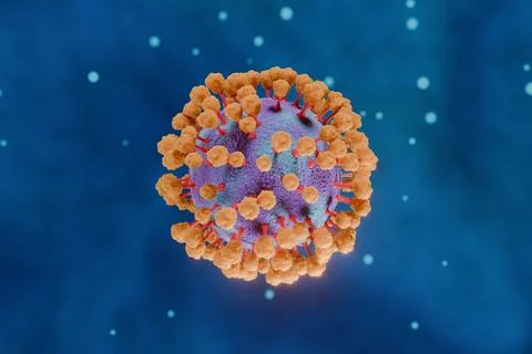 Coronavirus Ingredients spikes under the microscope concept.  3d render Stock Illustration