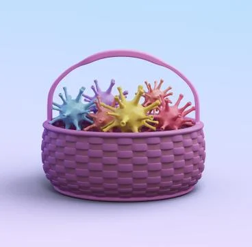 Coronavirus instead of eggs lies in an Easter basket Stock-Illustration