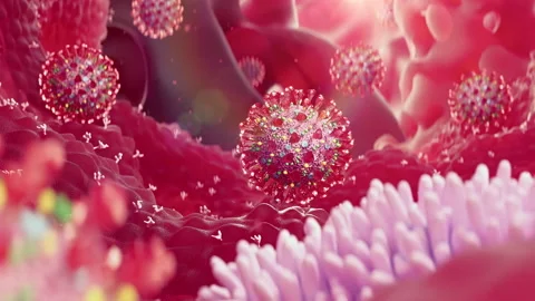 Coronavirus invasion process in human cells medical 3D animation Stock-Footage 131741574