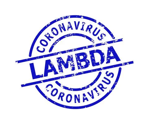 CORONAVIRUS LAMBDA Blue Round Distress Seal Stock Illustration