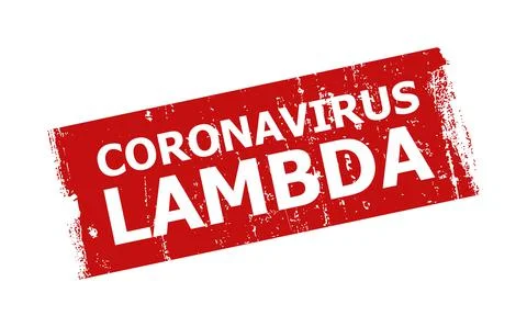 CORONAVIRUS LAMBDA Red Rectangle Corroded Stamp 库存插图