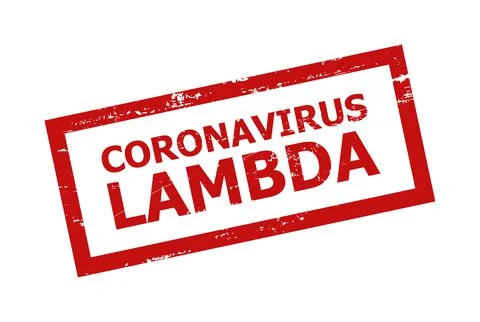 CORONAVIRUS LAMBDA Red Rectangle Frame Distress Stamp 库存插图