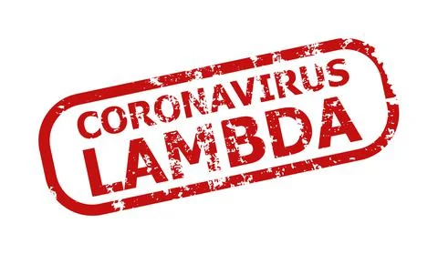 CORONAVIRUS LAMBDA Red Rounded Rectangle Unclean Seal Stock Illustration