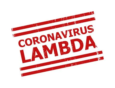 CORONAVIRUS LAMBDA Red Scratched Watermark with Double Lines 库存插图