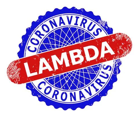 CORONAVIRUS LAMBDA Rosette and Rounded Rectangle Bicolor Stamp Seal with 스톡 일러스트