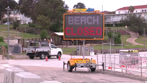 Coronavirus lockdown Bondi Beach in Australia during global COVID 19 Pandemic 4 Stock Footage 150339535