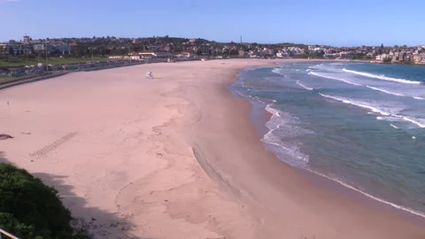 Coronavirus lockdown Bondi Beach in Australia during global COVID 19 Pandemic 7 Stock Footage 150343404