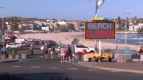 Coronavirus lockdown Bondi Beach in Australia during global COVID 19 Pandemic 12 스톡 동영상 150355734