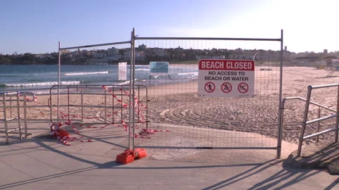 Coronavirus lockdown Bondi Beach in Australia during global COVID 19 Pandemic 20 Stock Footage 150411076