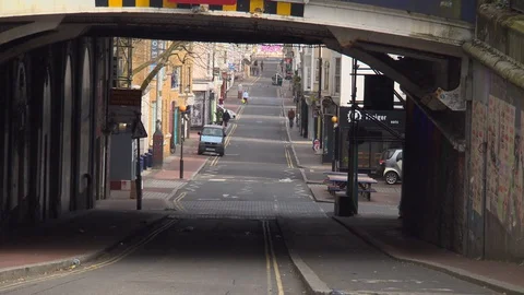 Coronavirus lockdown Brighton streets almost deserted Stock Footage 127579448