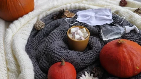 Coronavirus Lockdown Concept. Self-Isolation At Home. Cup With Cocoa And Stock Footage 142005791