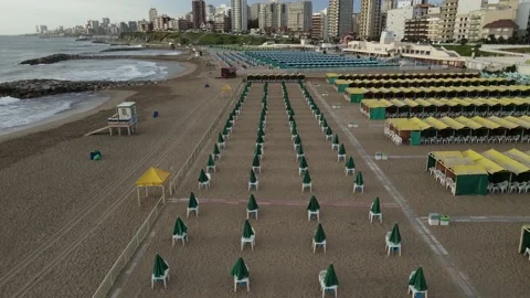 Coronavirus lockdown in empty beach. Tourism and economy crisis. Stock Footage 152798477