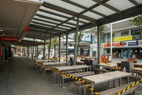 Coronavirus lockdown empty streets Cavill Mall, Surfers Paradise, Gold Coast Stock Photos