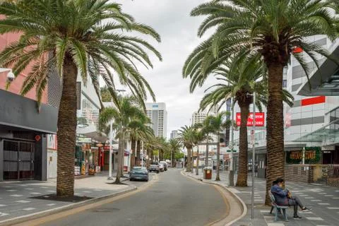 Coronavirus lockdown empty streets Surfers Paradise, Gold Coast Australia Stock Photos