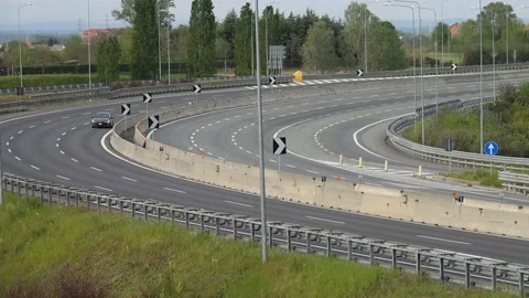 Coronavirus lockdown impact, the highway is completely empty  Stock Footage 151760314