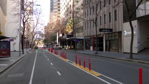 Coronavirus locks down Sydney City Australia during COVID 19 Pandemic Lockdown Stock Footage 163229337