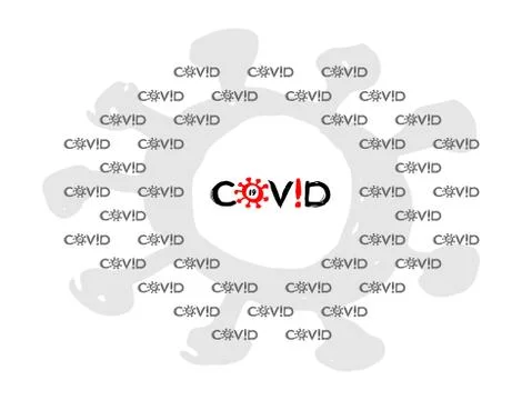 Coronavirus logo - creative emblem on a white background. Kovid-19 - calligra Stock Illustration