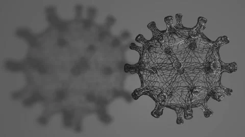 Coronavirus looping background, wireframe black and white covid-19 virus part Stock Footage 136810650