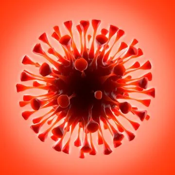 Coronavirus macro stylized in red colored illustration, 3d rendered. Stock Illustration