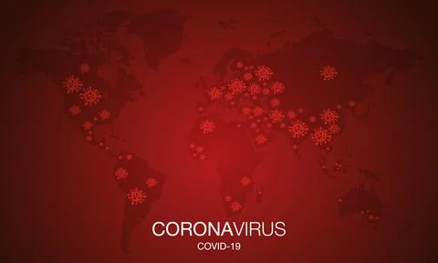 Coronavirus Map. Covid-19. Stop. No Infection. Dangerous Coronavirus Cell. Ba Stock Illustration