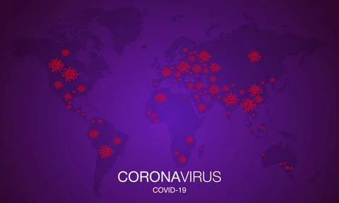 Coronavirus Map. Covid-19. Stop. No Infection. Dangerous Coronavirus Cell. Ba Stock Illustration