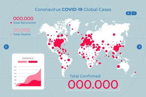 Coronavirus map illustrated with details Stock Illustration