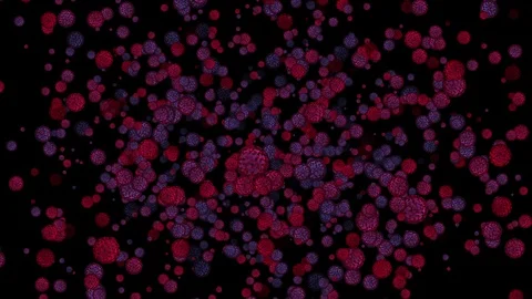Coronavirus microbes moving through black background towards POV Stock Footage 126899455