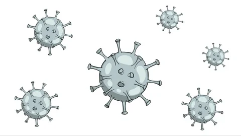 Coronavirus microbes on white back Stock Footage 127218172