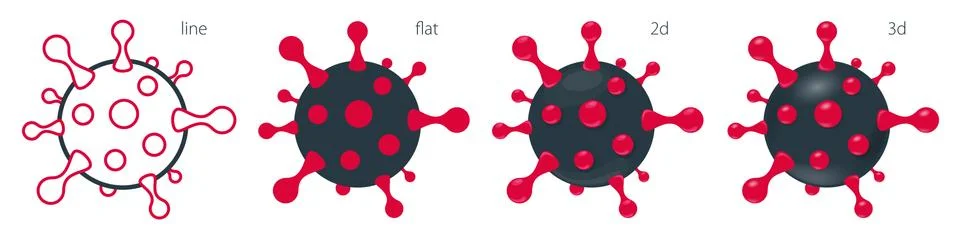Coronavirus molecule cell vector. Set icons Stock Illustration