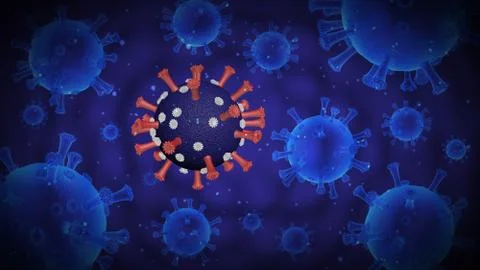 Coronavirus molecule on a dark blue background. Coronavirus dangerous flu Stock Illustration