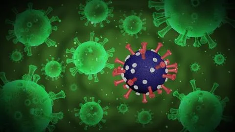 Coronavirus molecule on a dark green background. Coronavirus dangerous flu Illustrazione stock