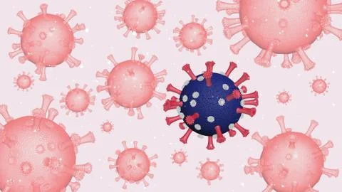 Coronavirus molecule on a light red background. Coronavirus dangerous flu Illustrazione stock