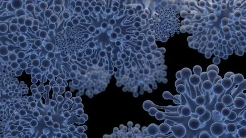 Coronavirus molecule microscopic 3d illustration. Concept of virus infection Stock Illustration