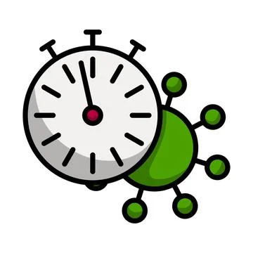 Coronavirus Molecule Under Stopwatch Icon Stock Illustration