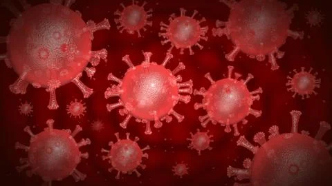 Coronavirus molecules on a dark red background. Coronavirus dangerous flu Stock Illustration