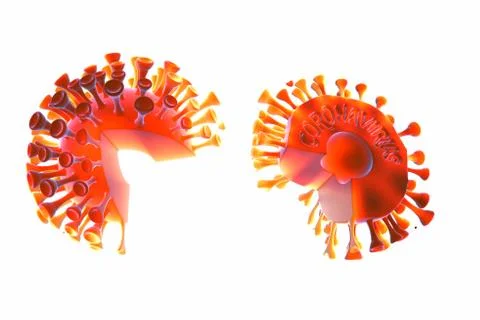 Coronavirus molecules split into parts. Microscopic photography. The concept of Stock Illustration
