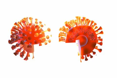 Coronavirus molecules split into parts. Microscopic photography. The concept of Stock Illustration