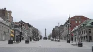 Coronavirus Montreal  Covid-19 Empty City And Walk-In Clinic Stock Footage