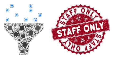 Coronavirus Mosaic Data Filter Icon with Grunge Staff Only Seal Stock Illustration