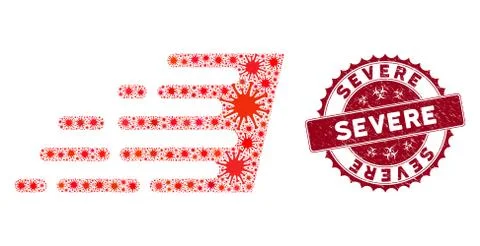 Coronavirus Mosaic Rush Effect Icon with Distress Severe Stamp Illustrazione stock
